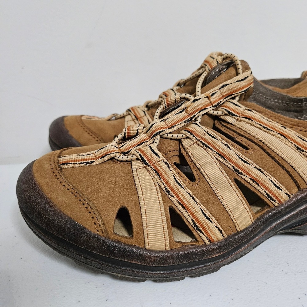 Bionica Malabar Leather Sandals Women 7 Brown Hiking Walking Gorpcore Utility - Picture 4 of 9